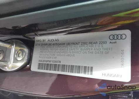 2015 Audi A3 2.0T Premium из США, поврежденный, VIN WAUEFGFFXF1039378